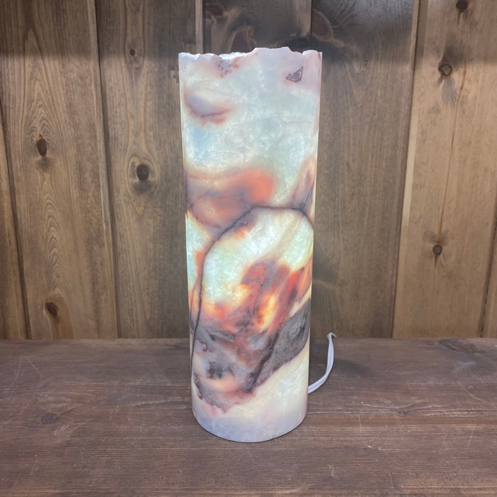 Cherry Blossom Onyx Cylinder Lamp