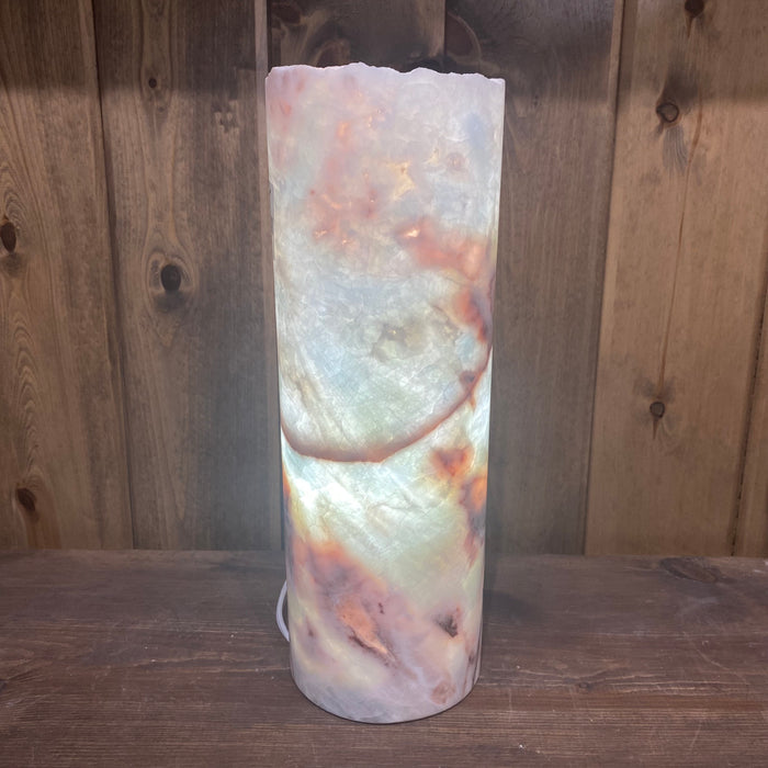 Cherry Blossom Onyx Cylinder Lamp