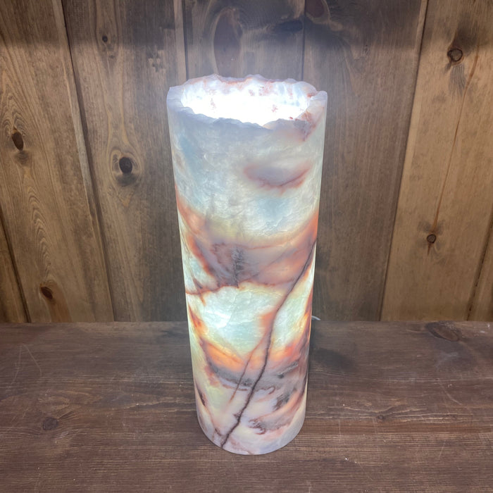 Cherry Blossom Onyx Cylinder Lamp