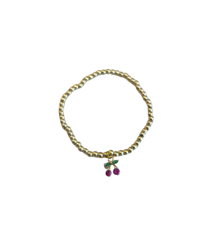 Cherry Charm Gold Bead Bracelet Jewelry - Young Cori's Arm Candy Gold