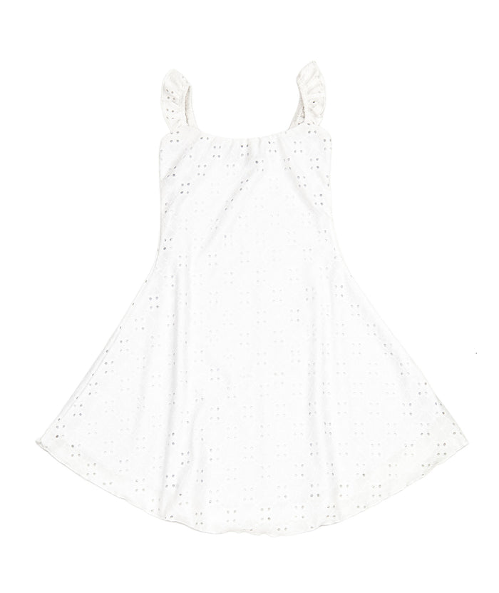 Cheryl Creations Girls Audrey Eyelet Dress Distressed/seasonal girls Cheryl Creations White Y/S (7/8)