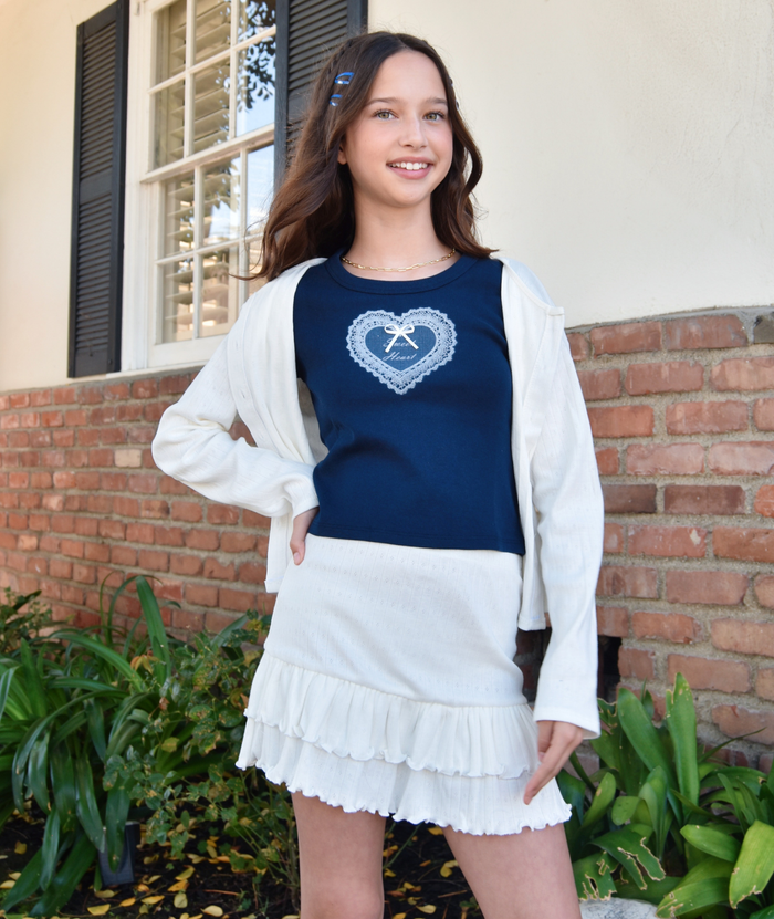 Cheryl Creations Girls Kiki Pointelle Cardigan Distressed/seasonal girls Cheryl Creations