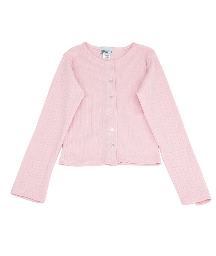 Cheryl Creations Girls Kiki Pointelle Cardigan Distressed/seasonal girls Cheryl Creations