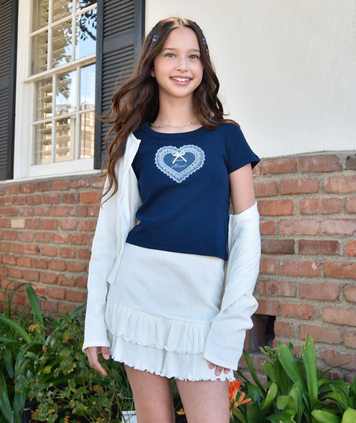 Cheryl Creations Girls Kiki Pointelle Skirt Distressed/seasonal girls Cheryl Creations White Y/S (7/8)
