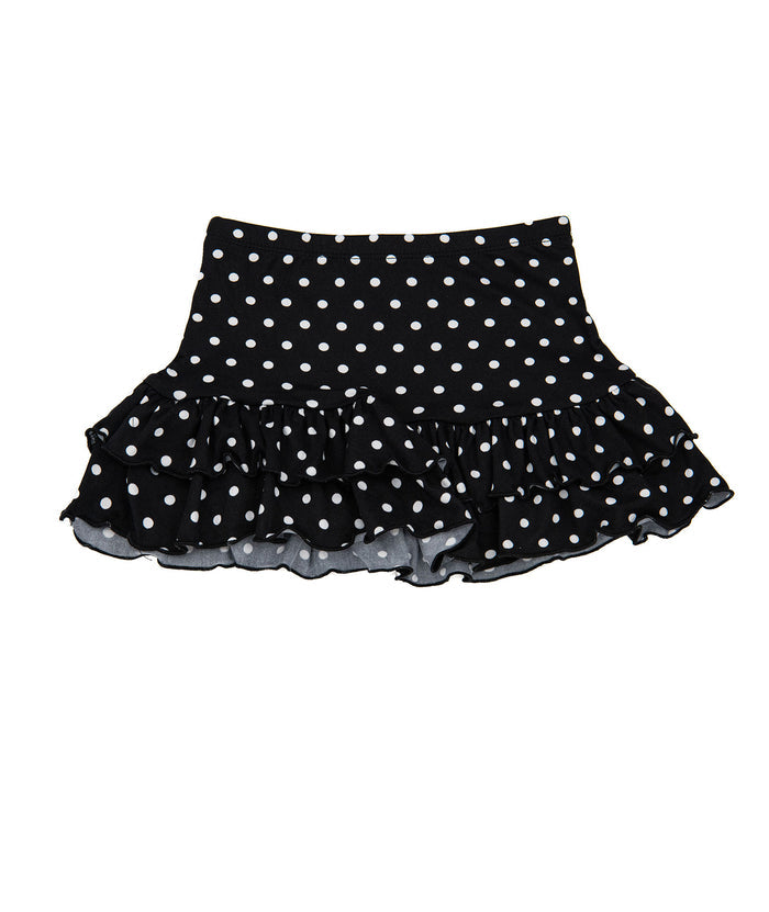 Cheryl Creations Girls Macey Polka Dot Ruffle Skirt Girls Casual Bottoms Cheryl Creations Black Y/S (7/8)