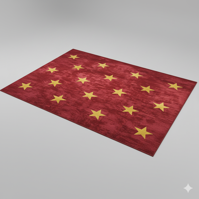 Chinese Red Star Area Rug