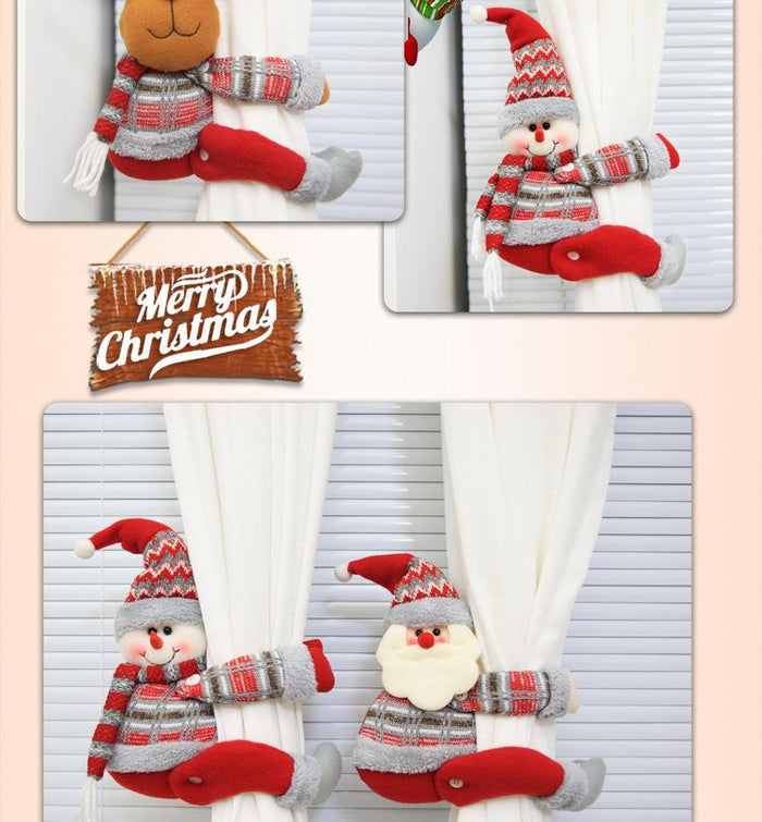 Christmas creative curtain buckle cartoon doll decoration hotel restaurant decoration doll buckle window pendant