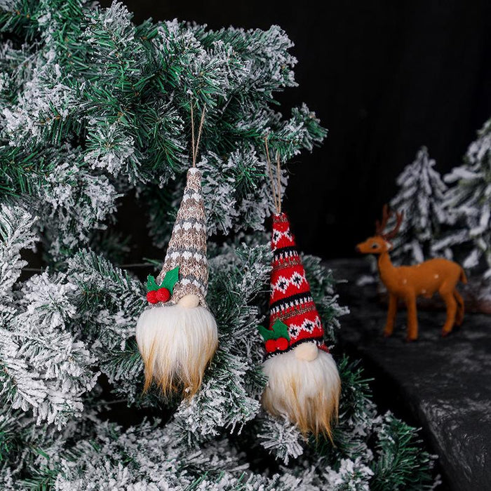 Christmas ornaments Christmas tree pendant small hanging knitted luminous faceless doll doll dwarf