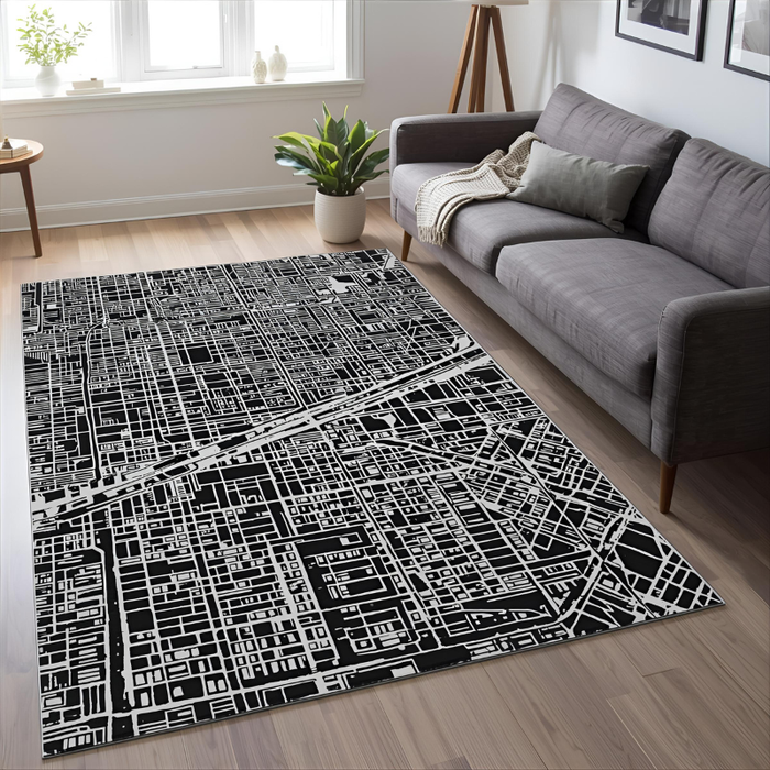 City Grid Map Area Rug