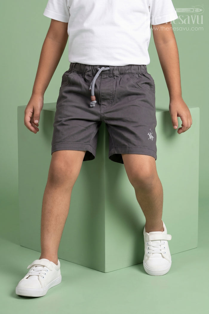 The Nesavu Boys Shorts Classic Charcoal Grey Kids Shorts Nesavu 16 (1Y) / Gray BWS008A-16 Classic Charcoal Grey Kids Shorts - Comfortable and Stylish