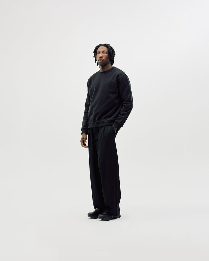 Classic Crewneck, Men - Embroidered Logo - Black