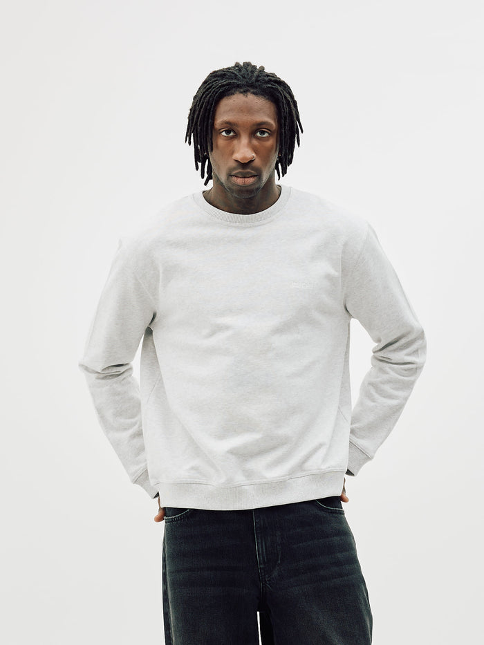 Classic Crewneck, Men - Embroidered Logo - Cloudy Grey