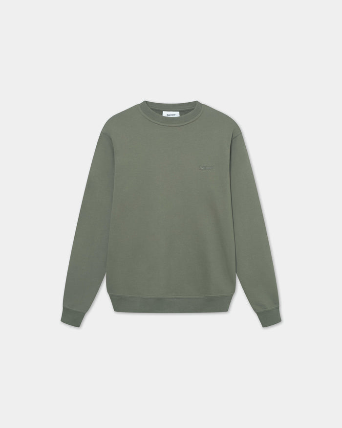 Classic Crewneck, Men - Embroidered Logo - Olive Green