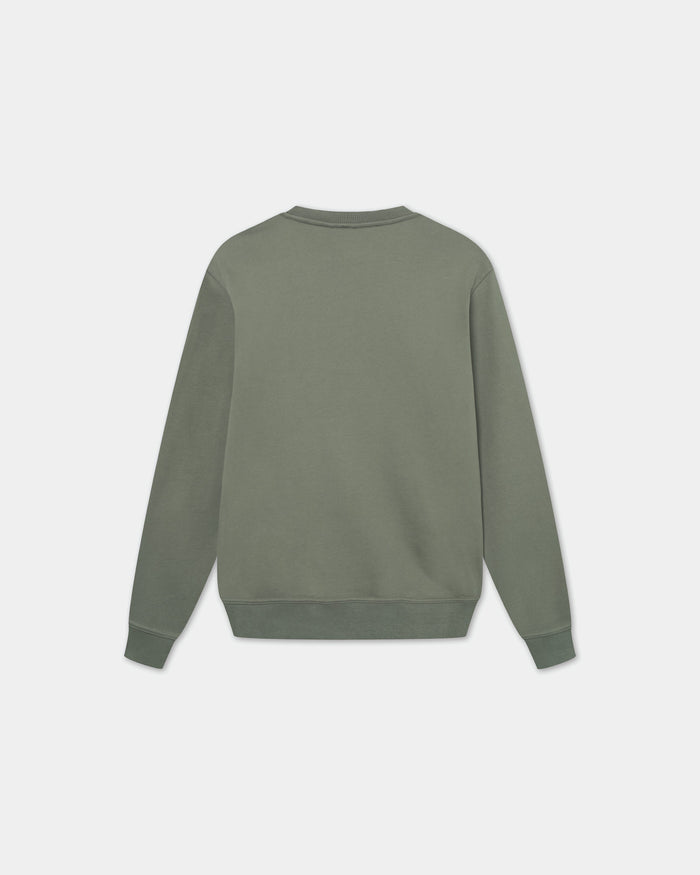 Classic Crewneck, Men - Embroidered Logo - Olive Green