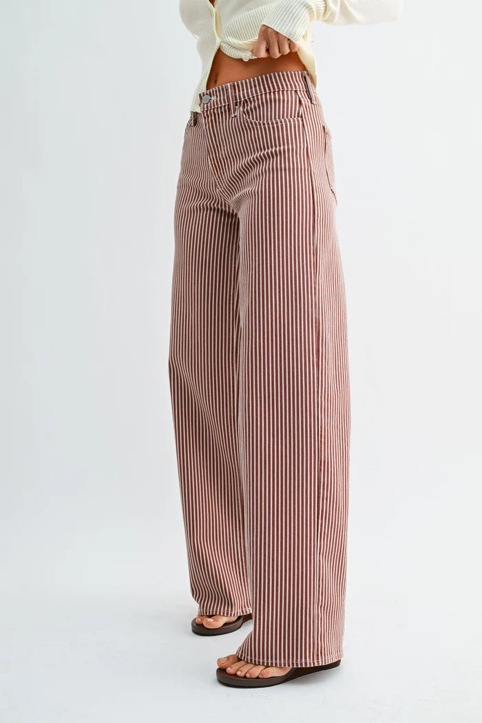 Classic Relaxed Wide Leg - Spice Brown Stripe