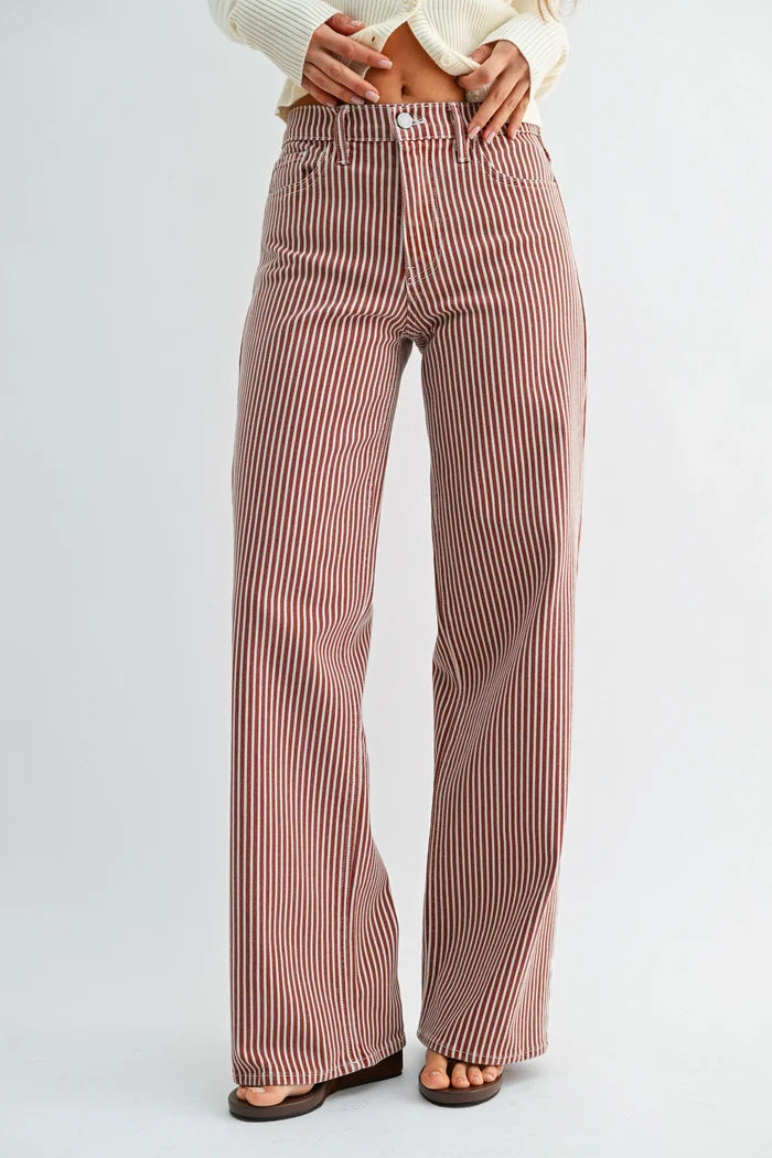 Classic Relaxed Wide Leg - Spice Brown Stripe