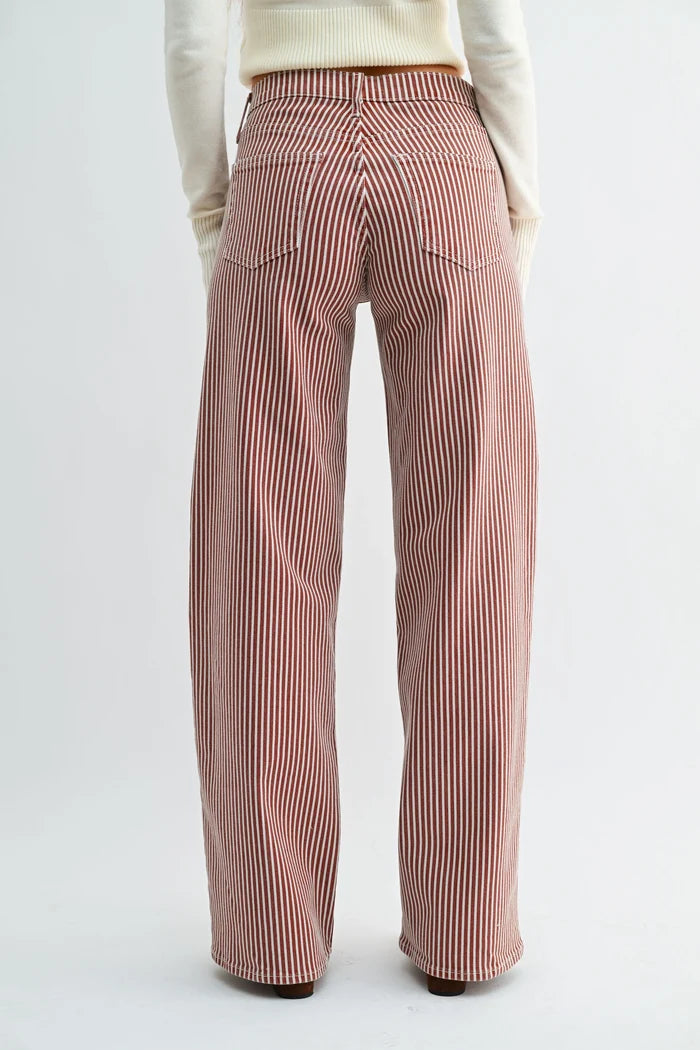 Classic Relaxed Wide Leg - Spice Brown Stripe