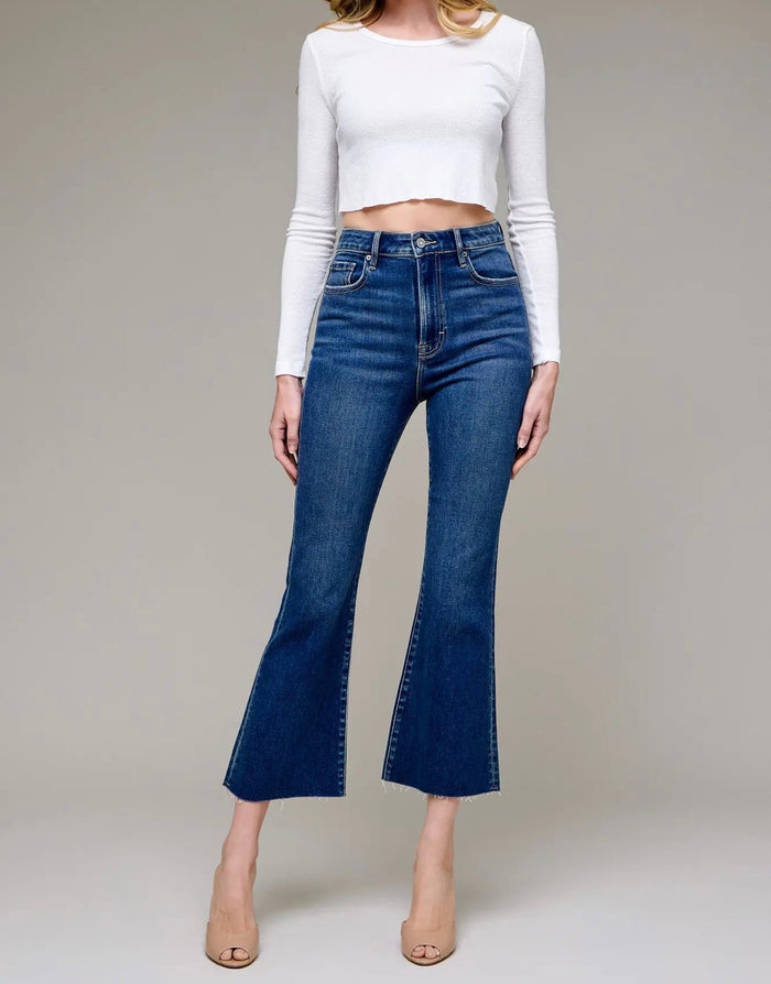 Clean Cropped Flare - Dark Blue