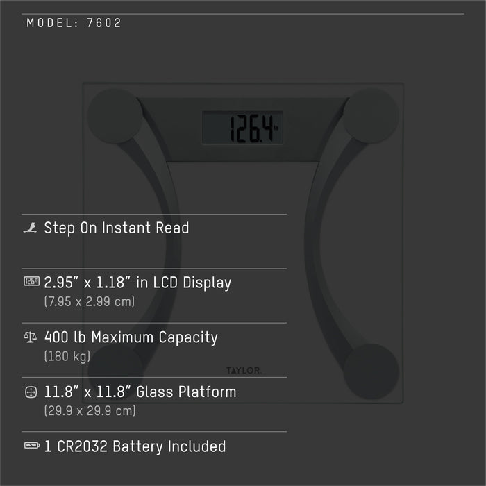 Clear Glass Digital Bathroom Scale with Metallic Accents