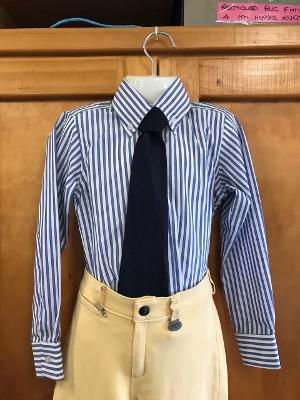 CLEARANCE Royal Blue (Light) & White Striped Childs Tie Shirts Size 4 (344)