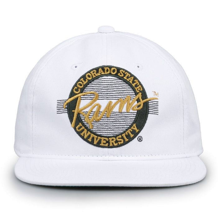 Colorado State Rams Retro Circle Snapback - White, front view