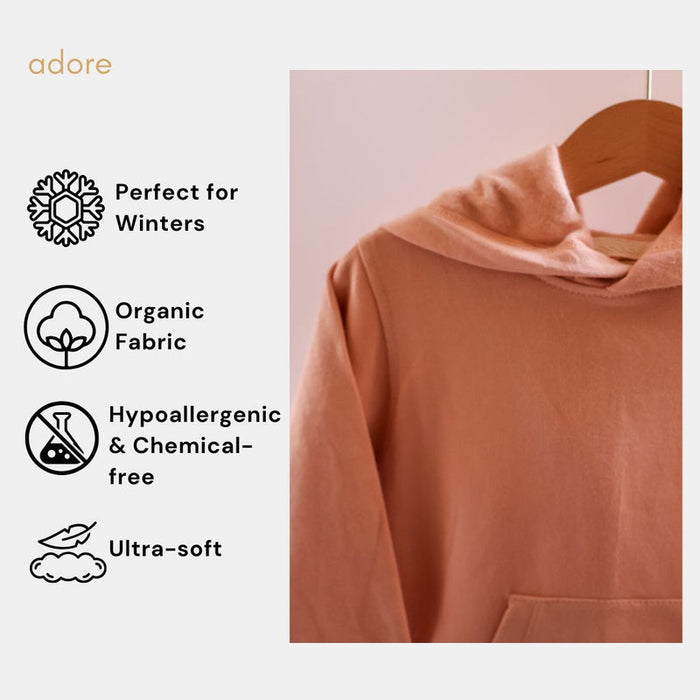 Coral Beige Organic Cotton Fleece Hoodie and Jogger Set (6 Months – 5 Years)