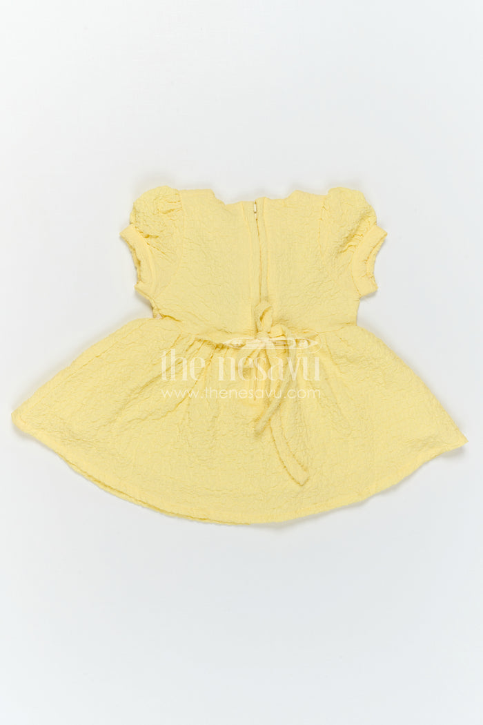 The Nesavu Girls Cotton Frock Cotton Baby Frock with Puff Sleeves and Flower Applique for Special Moments Nesavu Nesavu Baby Girl Cotton Frock With Flower Applique Soft Everyday Wear For Birthdays And Family Outings