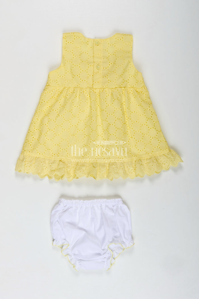The Nesavu Baby Cotton Frocks Cotton Dress for Girls with Bloomer Dailywear Combo Nesavu Nesavu Yellow Hakoba Girls Cotton Dress Bloomer Floral Appliqus Everyday Comfort