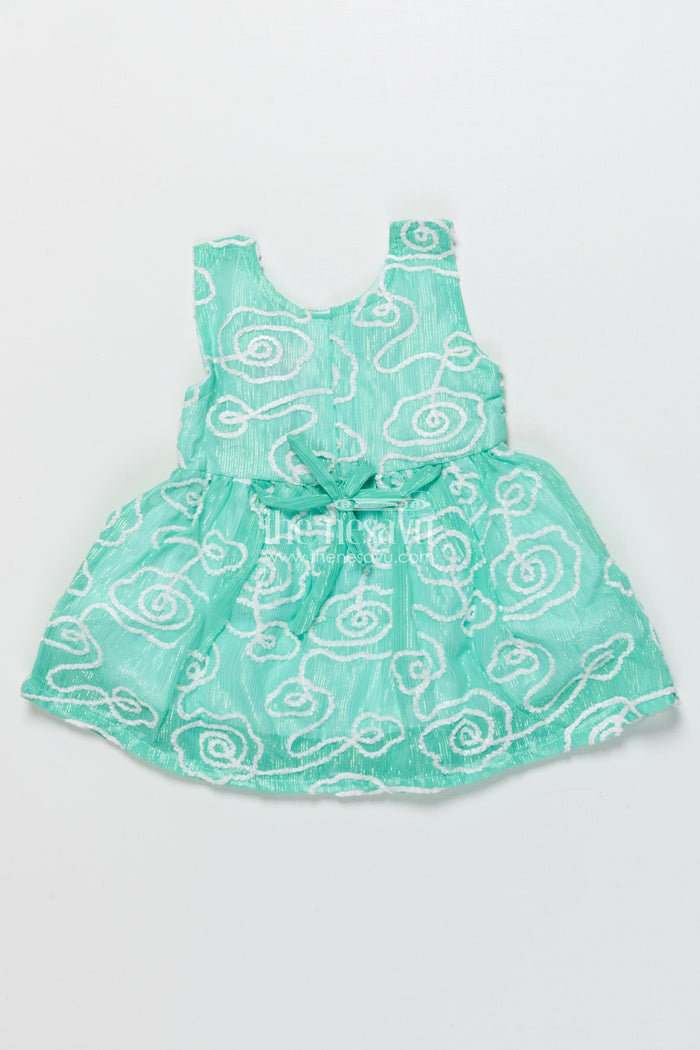 The Nesavu Girls Cotton Frock Cotton Frock for Baby Girls for Casual Wear and Gifting Nesavu Nesavu cotton frock baby girls thread embroidery bow detail casual wear