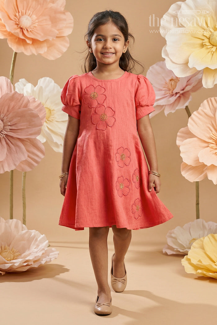 Cotton Frock with Floral Embroidery for Girls Casual and Festive Wear