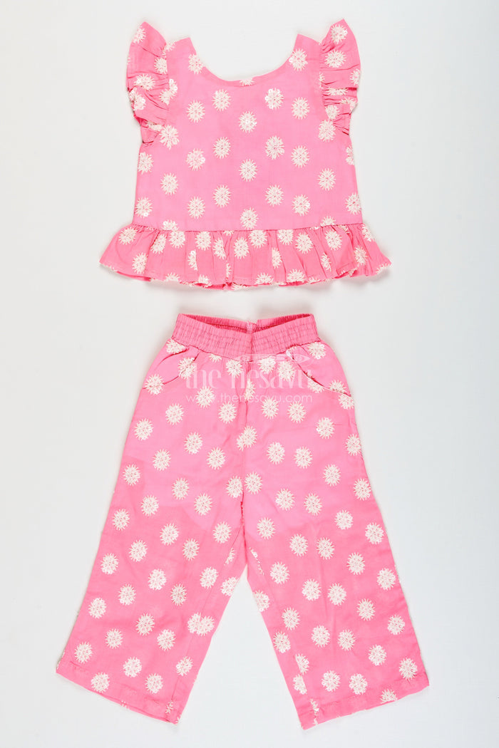 The Nesavu Girls Co-Ord Sets Cotton Plazo Set for Girls with Chikankari Embroidery for Casual Festive Wear Nesavu Nesavu girls cotton plazo set chikankari embroidery  ideal poojas summer festivals