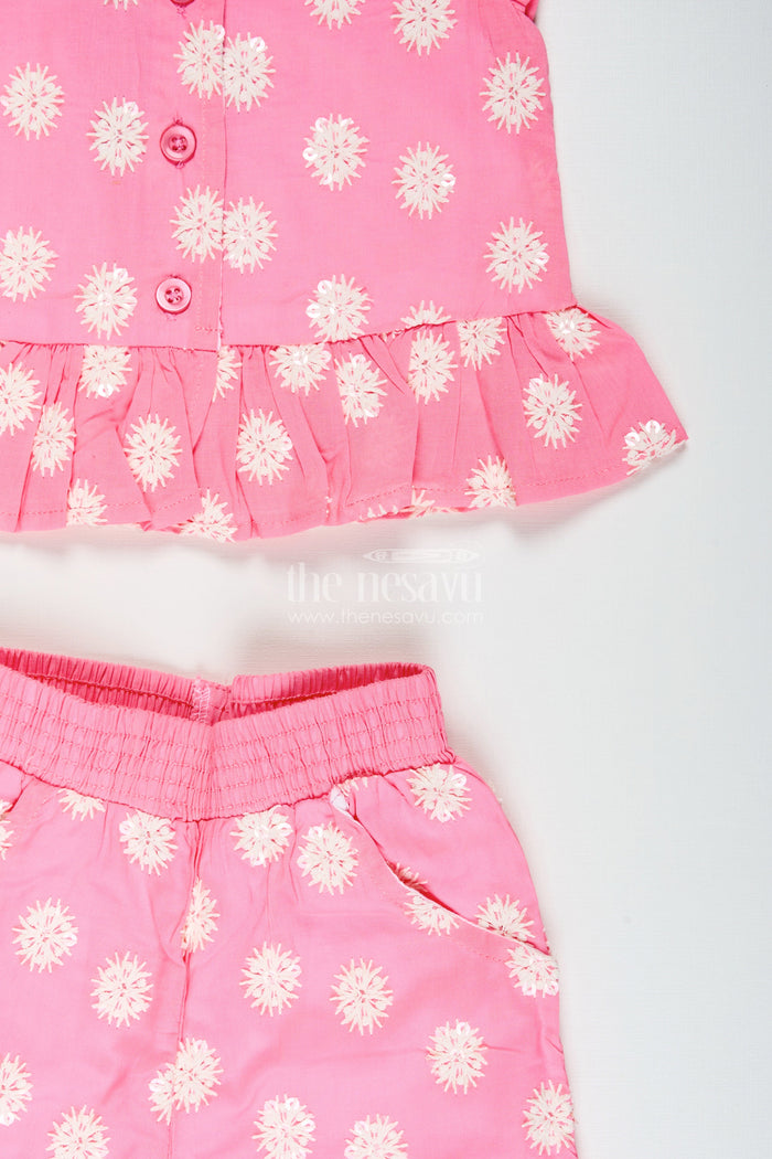 The Nesavu Girls Co-Ord Sets Cotton Plazo Set for Girls with Chikankari Embroidery for Casual Festive Wear Nesavu Nesavu girls cotton plazo set chikankari embroidery  ideal poojas summer festivals