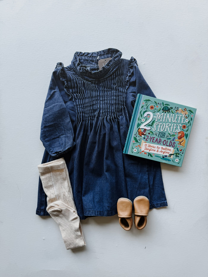 Cotton Pleated Denim Dress