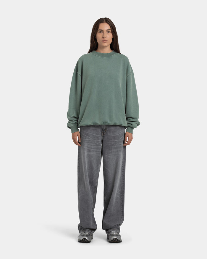 Crewneck Oversize, Women - Acid wash - Dark Sage