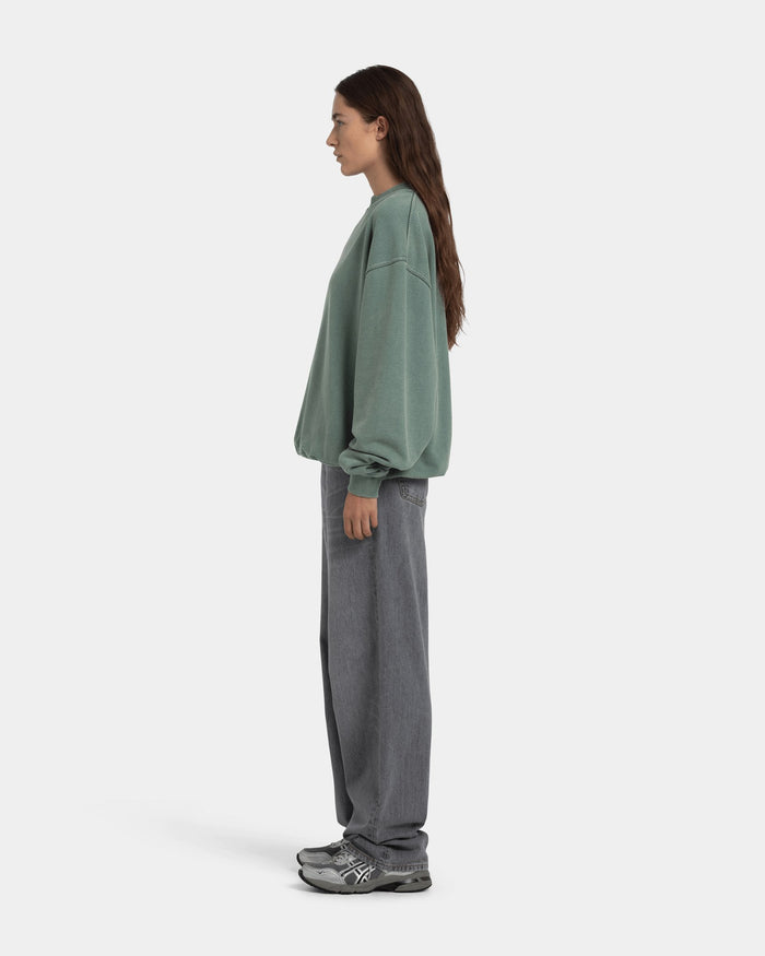 Crewneck Oversize, Women - Acid wash - Dark Sage