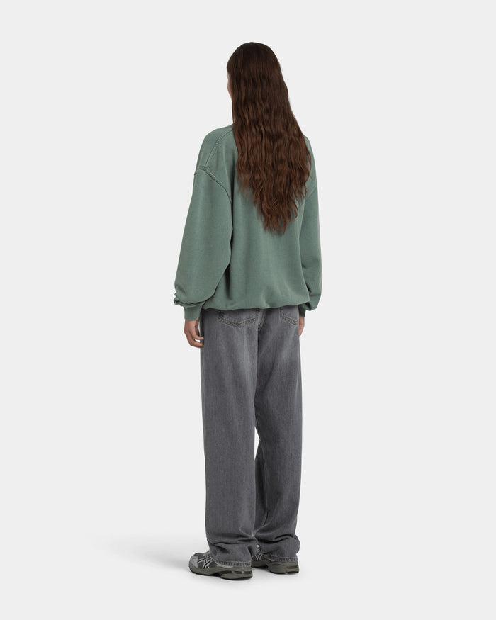 Crewneck Oversize, Women - Acid wash - Dark Sage