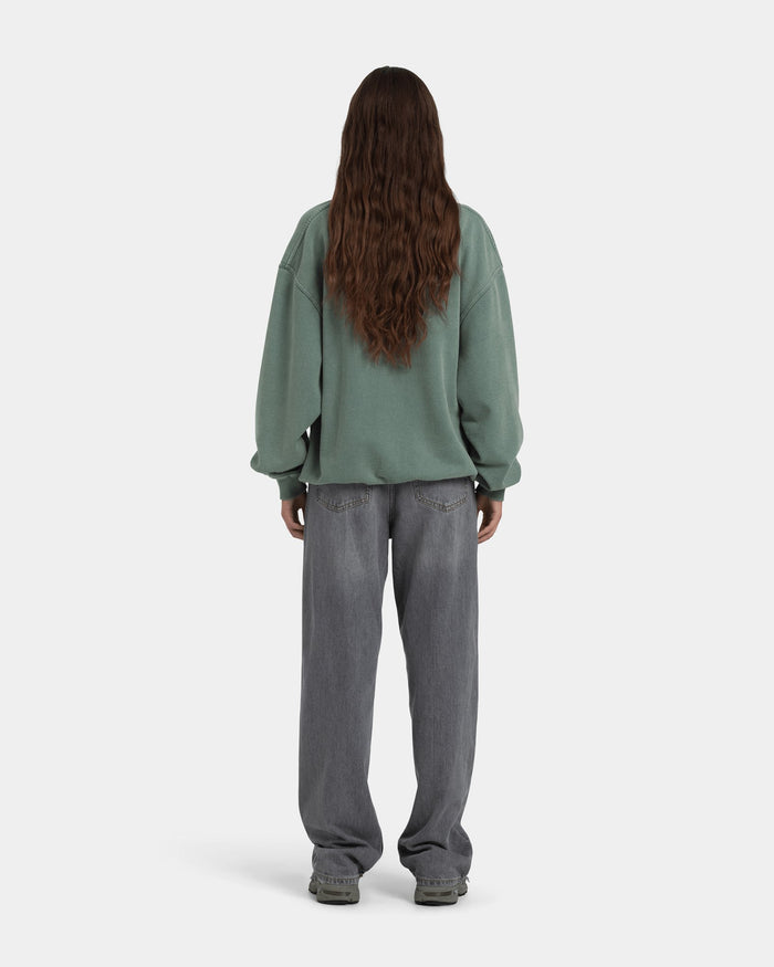 Crewneck Oversize, Women - Acid wash - Dark Sage
