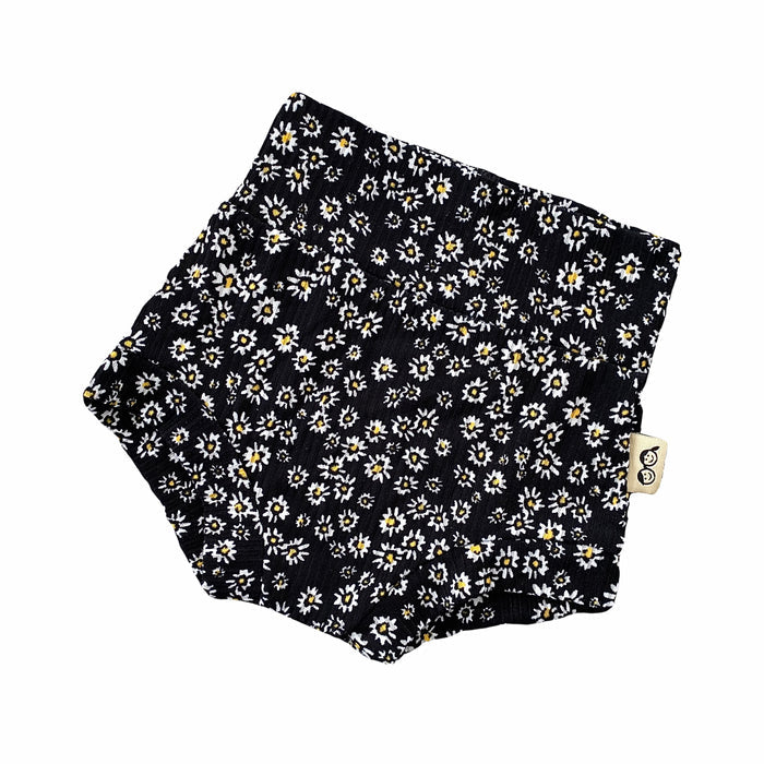 Dainty Daisies on Black Rib Bummies and/or Headbands