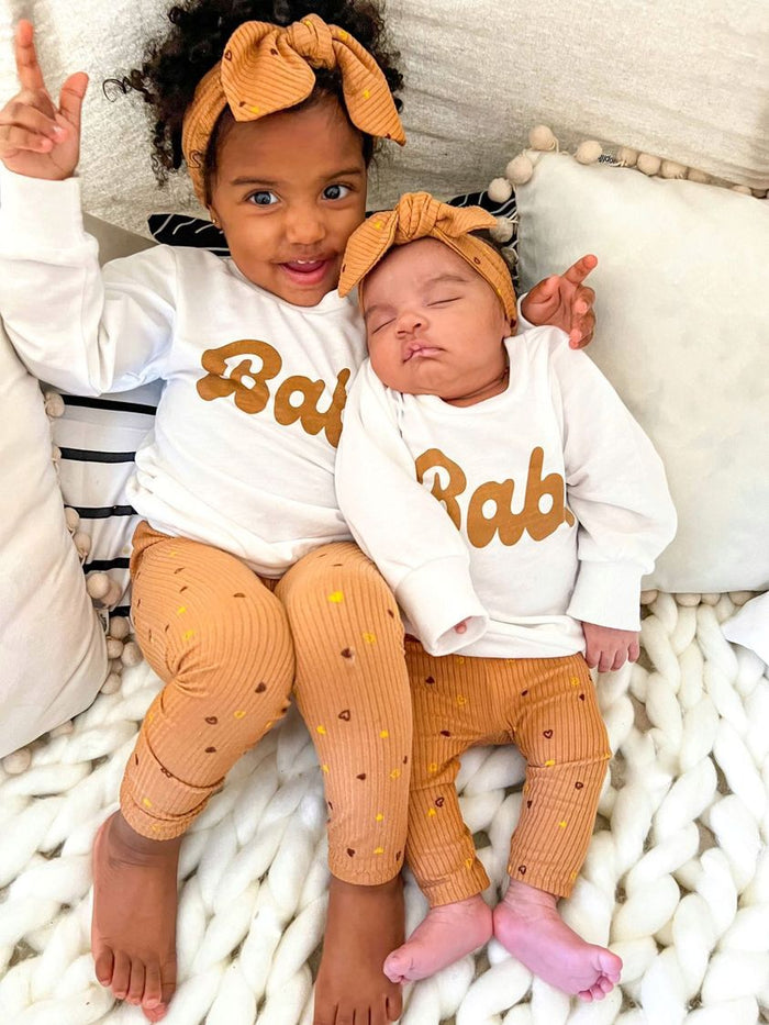 Dainty Hearts on Camel Ribbed Headbands
