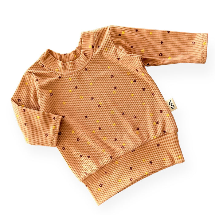 Dainty Hearts on Camel Ribbed Lounge Set