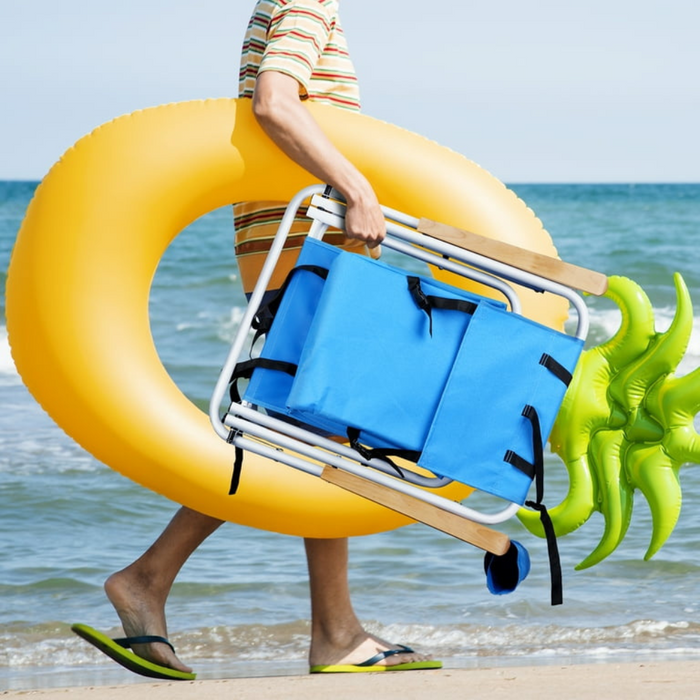 Deluxe Lightweight Foldable Reclining Portable Beach Lounge Chair