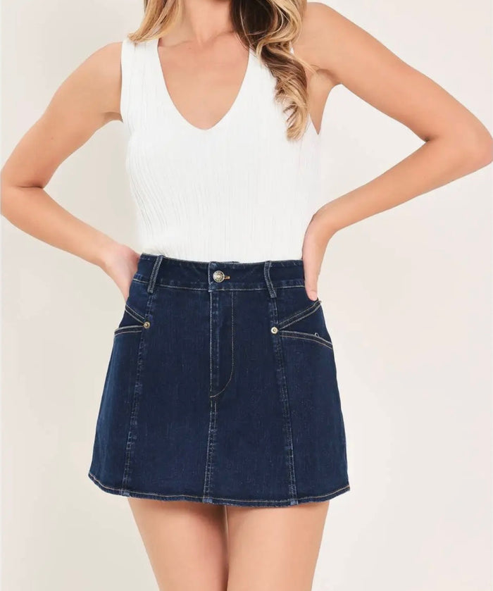 Denim Skort- Dark Indigo