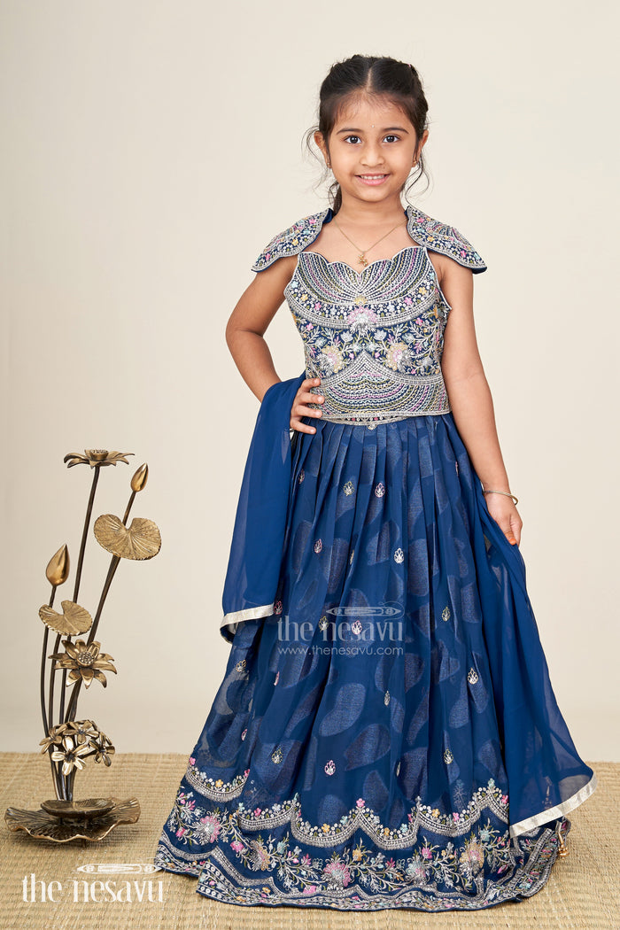 The Nesavu Girls Lehenga Choli Designer Lehenga Choli for Girls for Weddings and Grand Events Nesavu Nesavu designer lehenga choli girls chiffon embroidery weddings festive functions