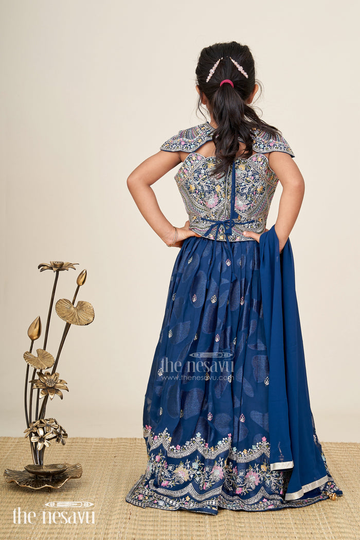 The Nesavu Girls Lehenga Choli Designer Lehenga Choli for Girls for Weddings and Grand Events Nesavu Nesavu designer lehenga choli girls chiffon embroidery weddings festive functions
