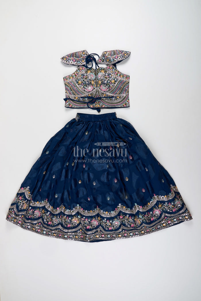 The Nesavu Girls Lehenga Choli Designer Lehenga Choli for Girls for Weddings and Grand Events Nesavu Nesavu designer lehenga choli girls chiffon embroidery weddings festive functions