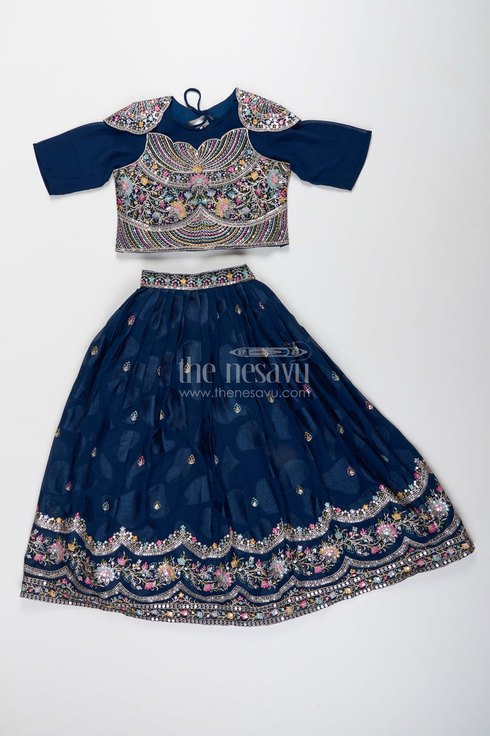 The Nesavu Girls Lehenga Choli Designer Lehenga Choli for Girls for Weddings and Grand Events Nesavu Nesavu designer lehenga choli girls chiffon embroidery weddings festive functions