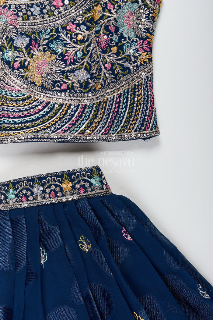 The Nesavu Girls Lehenga Choli Designer Lehenga Choli for Girls for Weddings and Grand Events Nesavu Nesavu designer lehenga choli girls chiffon embroidery weddings festive functions