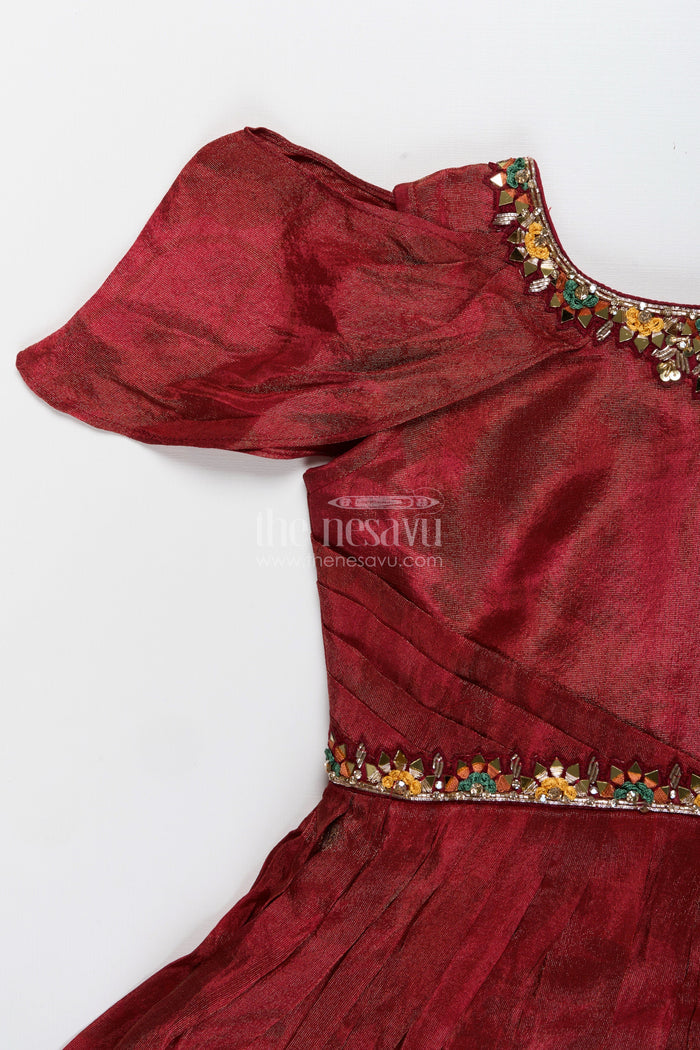 The Nesavu Girls Silk Gown Digital print silk gown for girls for parties and family photoshoots Nesavu Nesavu digital print silk gown girls viscose  ideal parties festive occasions family photos
