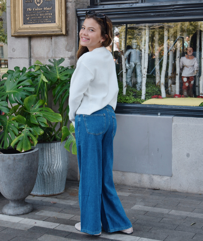 DL1961 Girls Frankie Denim Dream Aura Low Slung Wide Leg Jeans Girls Denim DL1961