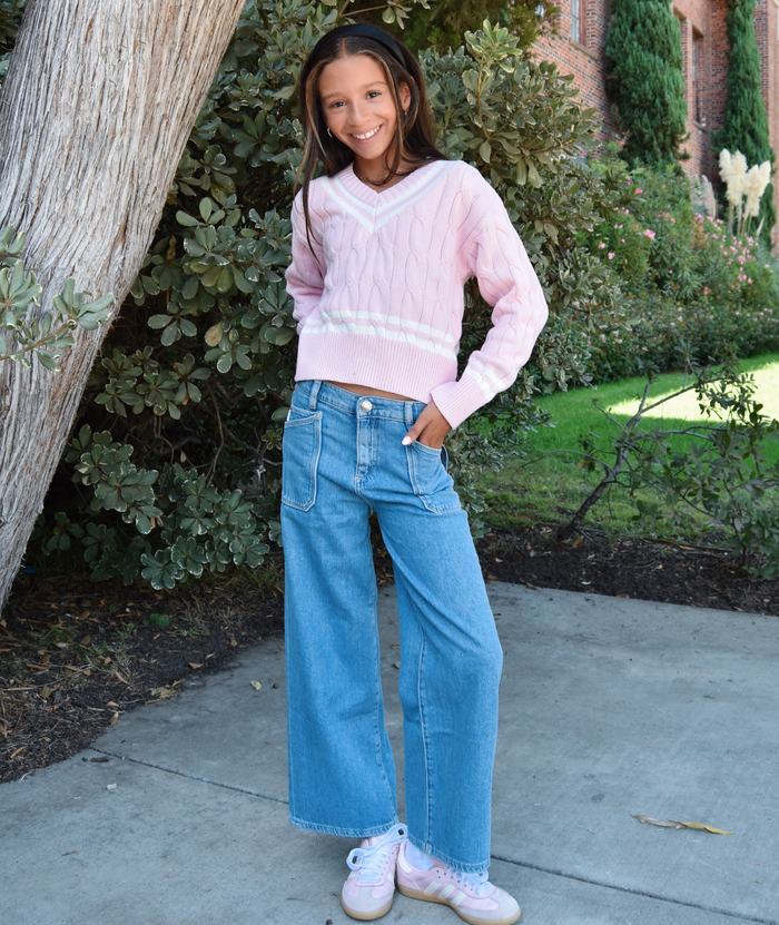DL1961 Girls Lily Skyfade Aura Wide Leg Jeans Girls Denim DL1961 Denim Y/S (7/8)